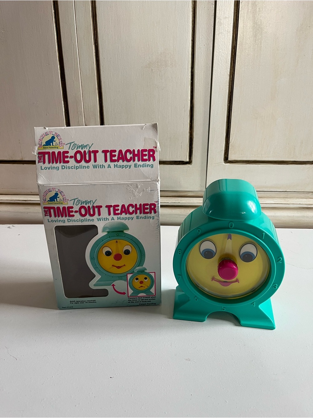 Vintage 1996 Nursery Needs Tommy The Time Out Teacher Clock Timer Toy with Box